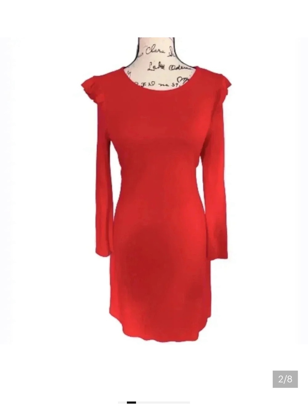 Old Navy Red Long-Sleeve Ruffle Shoulder Dress